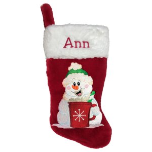 Snowman with Cocoa Personalized Christmas Stocking