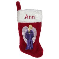 Angel In Purple Gown Personalized Christmas Stocking