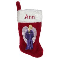 Angel In Purple Gown Personalized Christmas Stocking Angel In Purple Gown Personalized Christmas Stocking