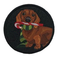 Dachshund with Candy Cane Black Coaster