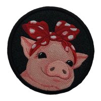 Piglet with Red Scarf Embroidered Black Coaster