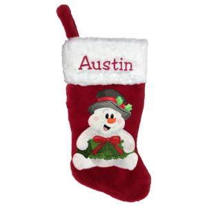 Snowman with Wreath Personalized Christmas Stocking