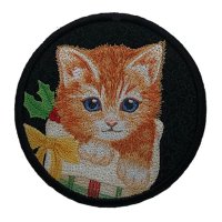 Festive Tabby Kitten Black Coaster