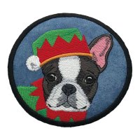 English Bulldog Elf Blue Coaster