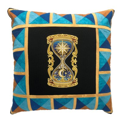 From Day to Night Hourglass Embroidered Quilt Top Pillow