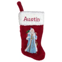 Father Christmas in Blue Robe Personalized Stocking