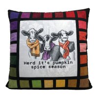 Pumpkin Spice Season Embroidered Quilt Top Pillow