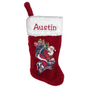 Santa Down the Chimney Personalized Christmas Stocking