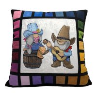 Cowboy Gnomes Embroidered Pillow