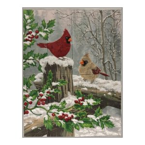 Winter Visitors by artist Dona Gelsinger Embroidered Tapestry