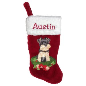 Schnauzer Personalized Red Christmas Stocking