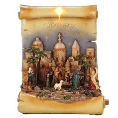 Roman Nativity Scroll LED Musical Figurine