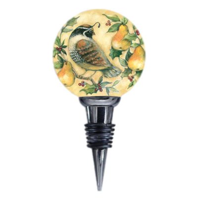 Ne'Qwa Art Partridge and Pears Bottle Stopper