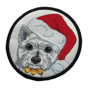 Westie in Santa Hat White Coaster