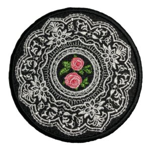 Rose Doily Black Coaster