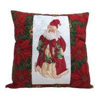Old World Santa with Wreath Embroidered Pillow