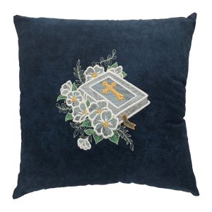 Lenten Roses and The Bible Embroidered Throw Pillow