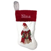 Old World Santa with Wreath Personalized Christmas Stocking