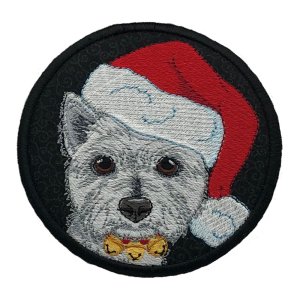 Westie in Santa Hat Black Coaster