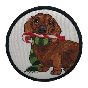 Dachshund with Candy Cane White Coaster