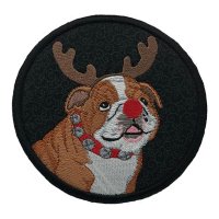 Bulldog with Antlers Black Coaster