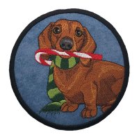 Dachshund with Candy Cane Blue Coaster
