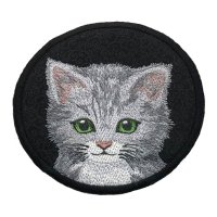 Sweet Gray Kitten Black Coaster