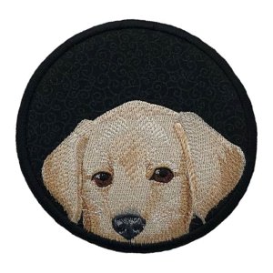 Go Fetch Golden Retriever Puppy Black Coaster