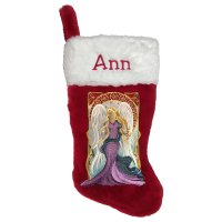 Nativity Angel Personalized Red Stocking