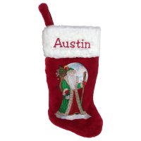 Father Christmas in Green Robe Personalized Stocking