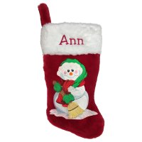 Snowman with Broom Personalized Christmas Stocking