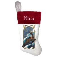 Art Nouveau Reindeer Personalized Christmas Stocking