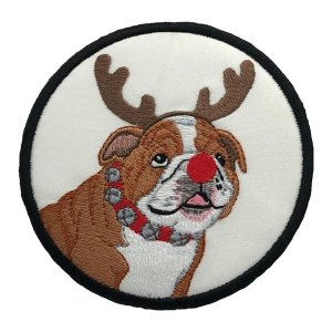 Bulldog with Antlers White Coaster