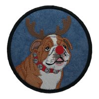 Bulldog with Antlers Blue Coaster