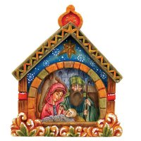 G DeBrekht Nativity Manger Derevo Ornament