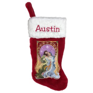 Nativity Personalized Red Stocking