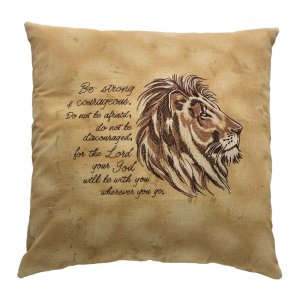 Strong and Courageous Lion Embroidered Throw Pillow