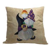 Halloween Gnome Trio Embroidered Pillow