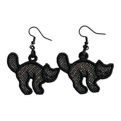 Creeping Cat Halloween Earrings