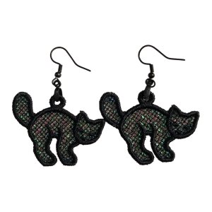 Creeping Cat Halloween Earrings