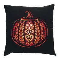 Illuminated Pumpkin Embroidered Pillow