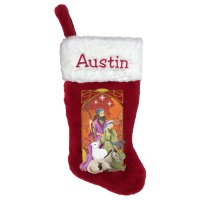 Nativity Shepherds Personalized Red Stocking Nativity Shepherds Personalized Red Stocking