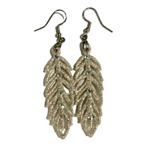 White Metallic Chic Feather Earrings