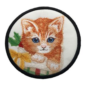 Festive Tabby Kitten White Coaster