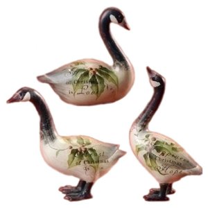 Josephs Studio Floral Goose Figurine Set of 3