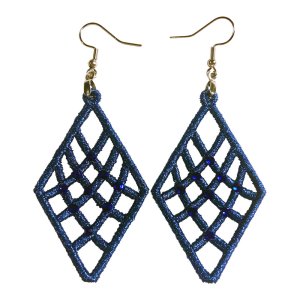 Sapphire Blue Metallic Geometric Earrings