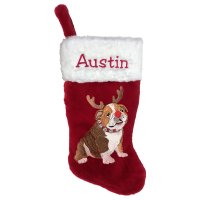Bulldog Personalized Red Christmas Stocking