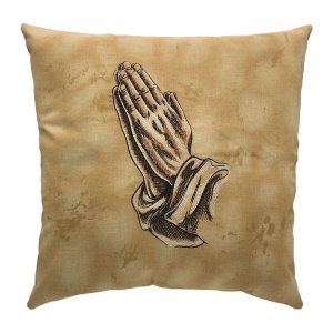 Praying Hands Etching Embroidered Throw Pillow