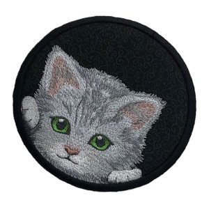 Here Kitty, Kitty Gray Kitten Black Coaster