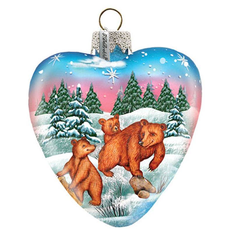 G DeBrekht Kodiak Family Glass Ornament - Click Image to Close